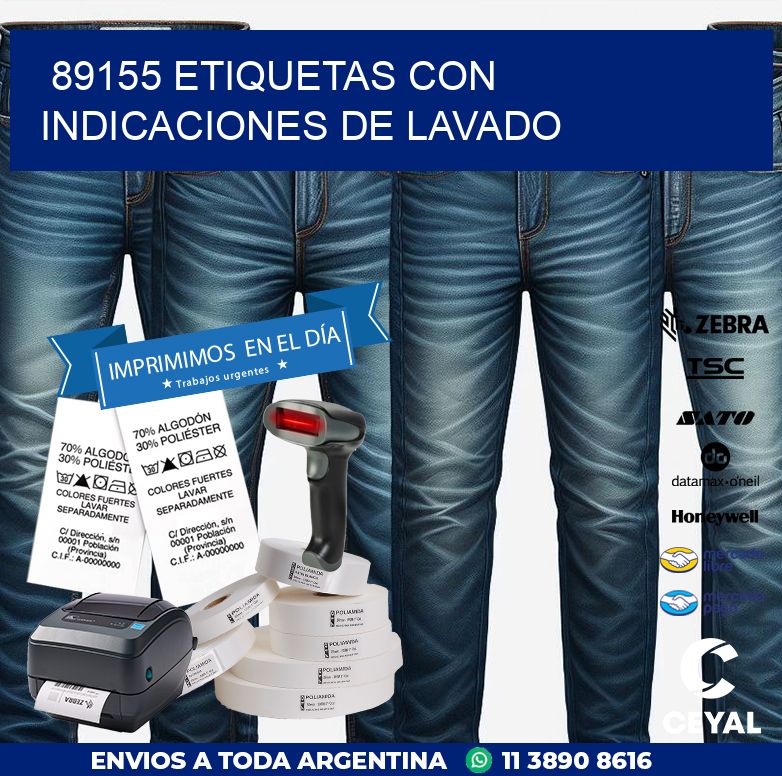89155 ETIQUETAS CON INDICACIONES DE LAVADO