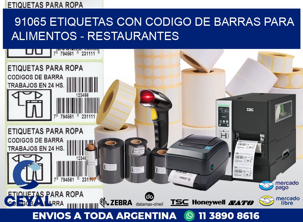 91065 ETIQUETAS CON CODIGO DE BARRAS PARA ALIMENTOS - RESTAURANTES
