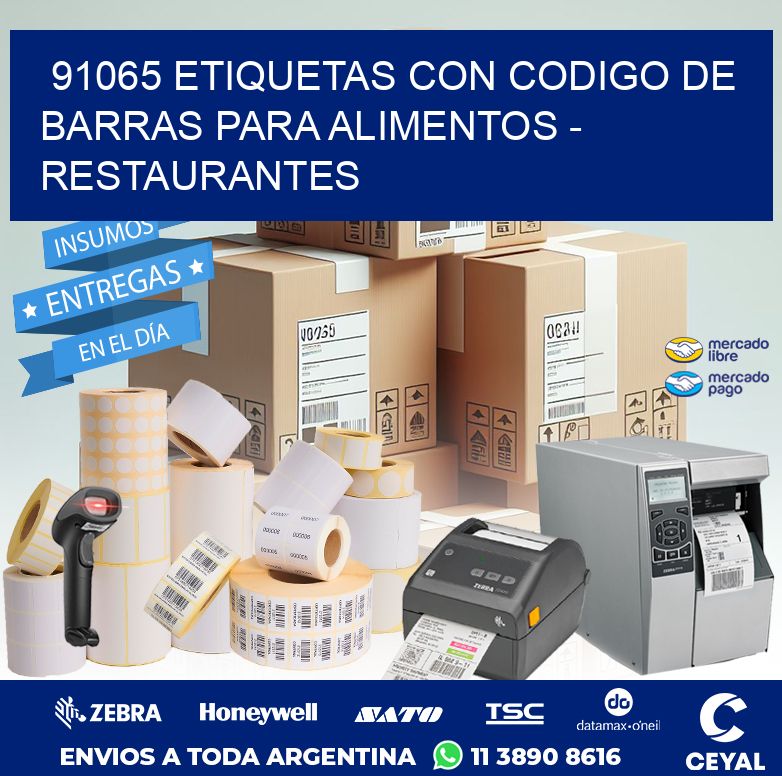91065 ETIQUETAS CON CODIGO DE BARRAS PARA ALIMENTOS - RESTAURANTES
