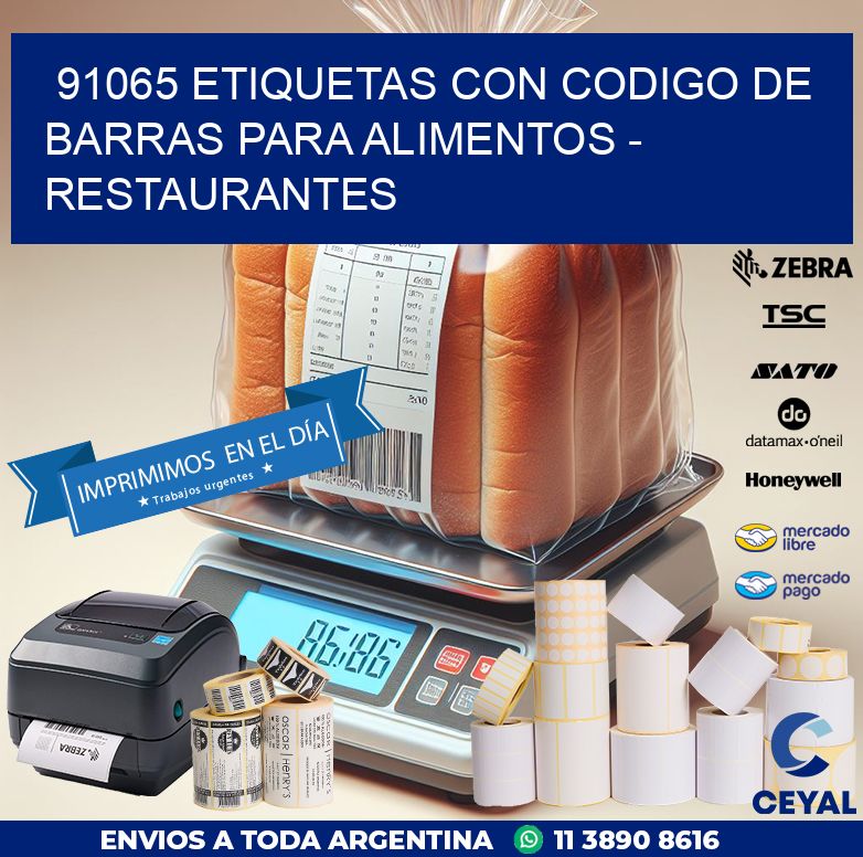 91065 ETIQUETAS CON CODIGO DE BARRAS PARA ALIMENTOS - RESTAURANTES