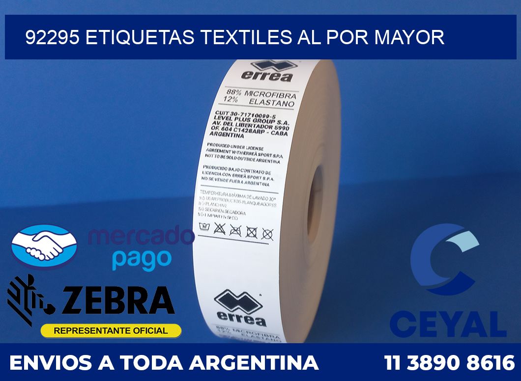 92295 ETIQUETAS TEXTILES AL POR MAYOR