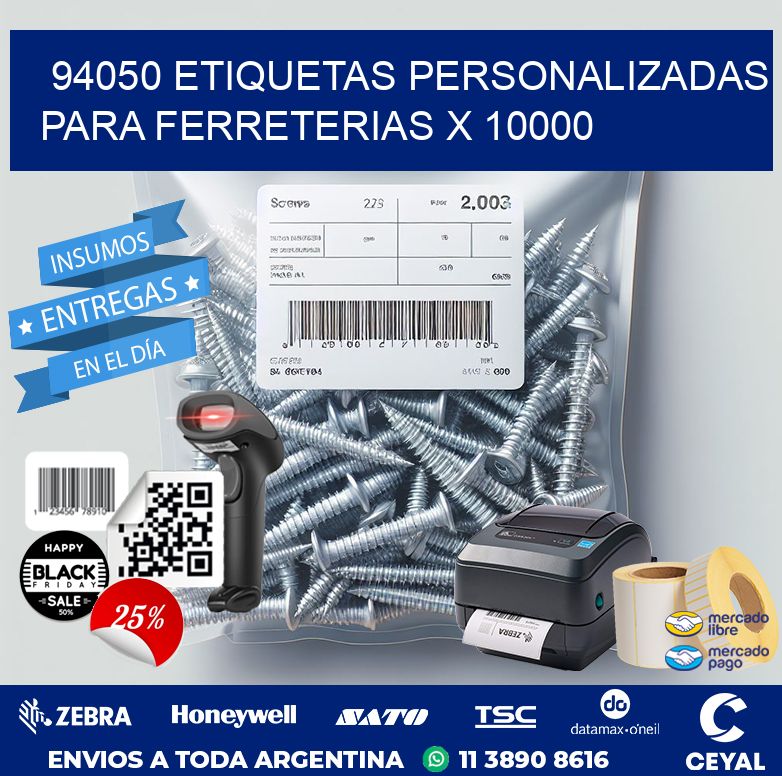 94050 ETIQUETAS PERSONALIZADAS PARA FERRETERIAS X 10000