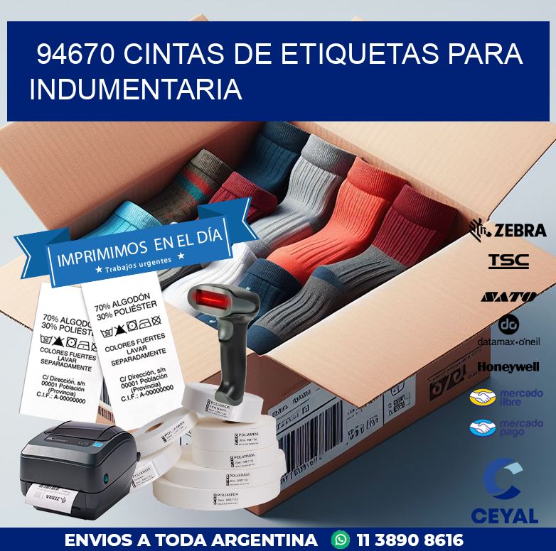 94670 CINTAS DE ETIQUETAS PARA INDUMENTARIA