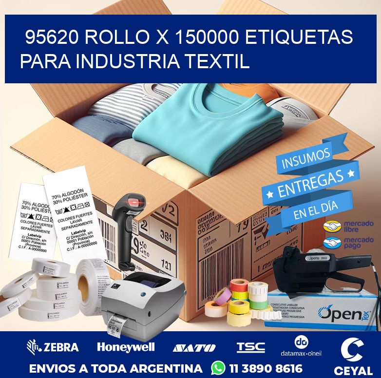 95620 ROLLO X 150000 ETIQUETAS PARA INDUSTRIA TEXTIL