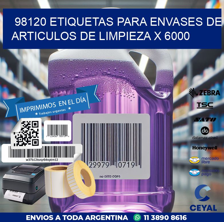 98120 ETIQUETAS PARA ENVASES DE ARTICULOS DE LIMPIEZA X 6000