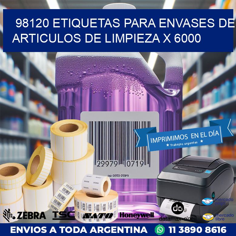 98120 ETIQUETAS PARA ENVASES DE ARTICULOS DE LIMPIEZA X 6000