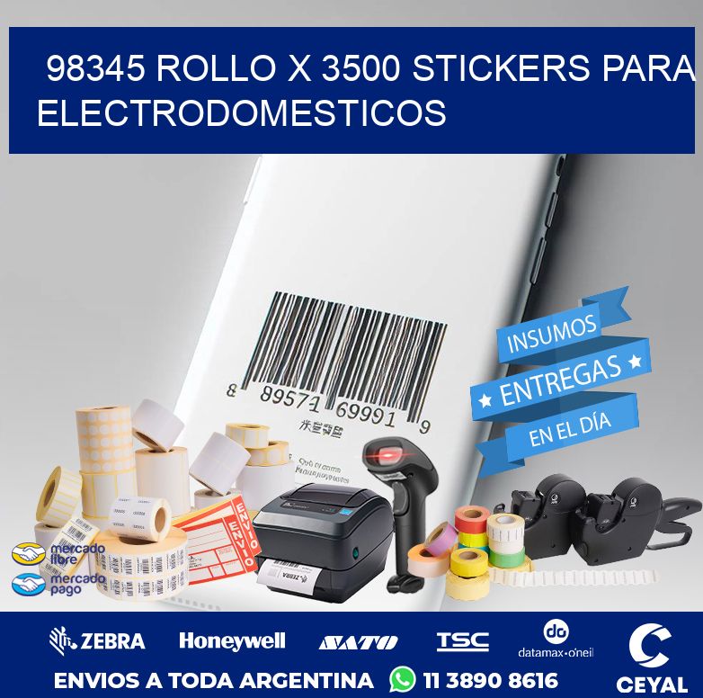 98345 ROLLO X 3500 STICKERS PARA ELECTRODOMESTICOS