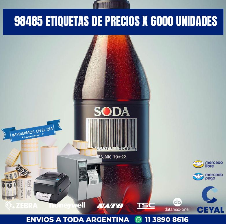 98485 ETIQUETAS DE PRECIOS X 6000 UNIDADES