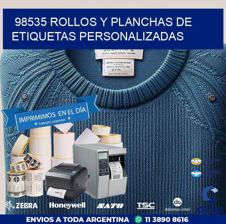 98535 ROLLOS Y PLANCHAS DE ETIQUETAS PERSONALIZADAS