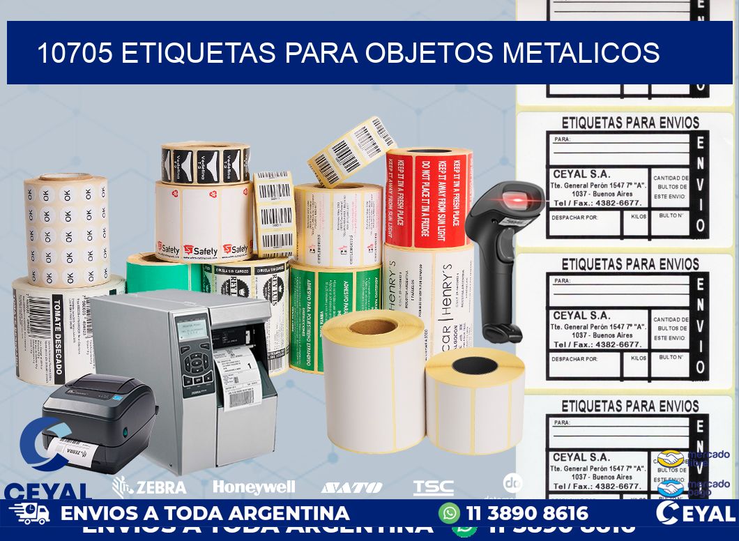 10705 etiquetas para objetos metalicos