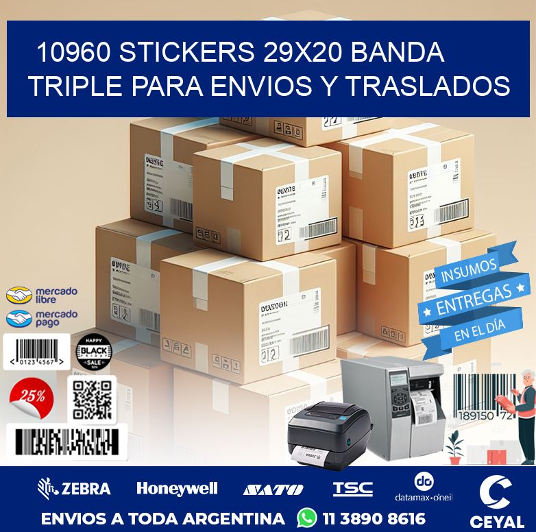 10960 STICKERS 29X20 BANDA TRIPLE PARA ENVIOS Y TRASLADOS