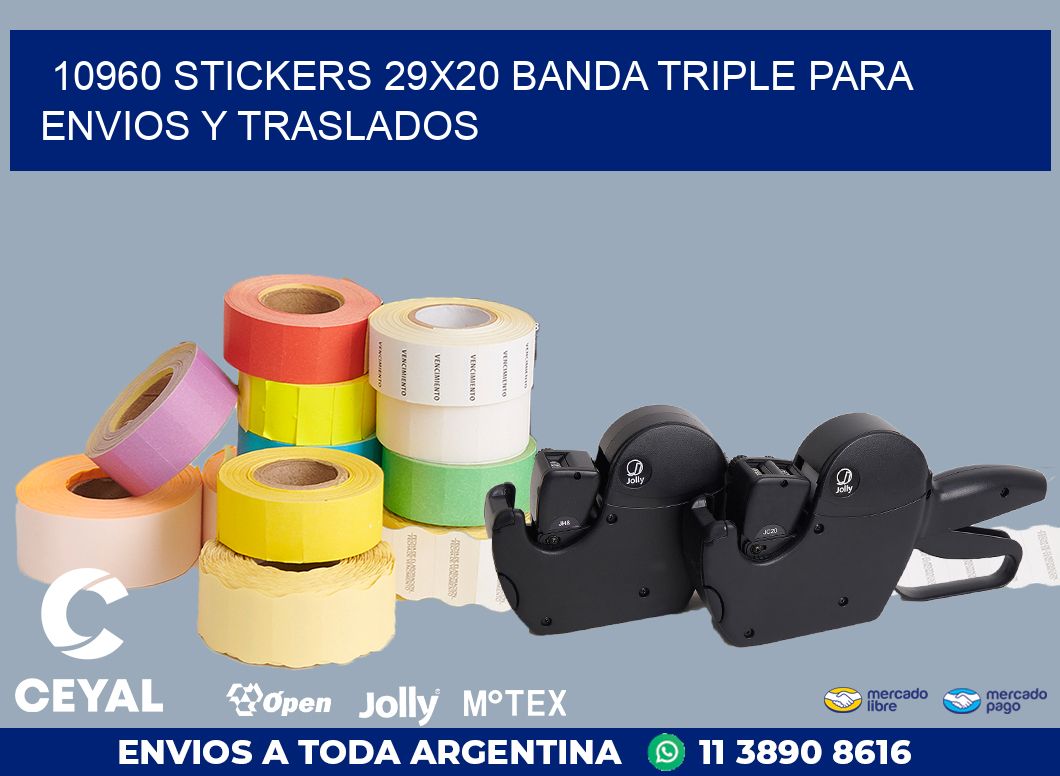 10960 STICKERS 29X20 BANDA TRIPLE PARA ENVIOS Y TRASLADOS
