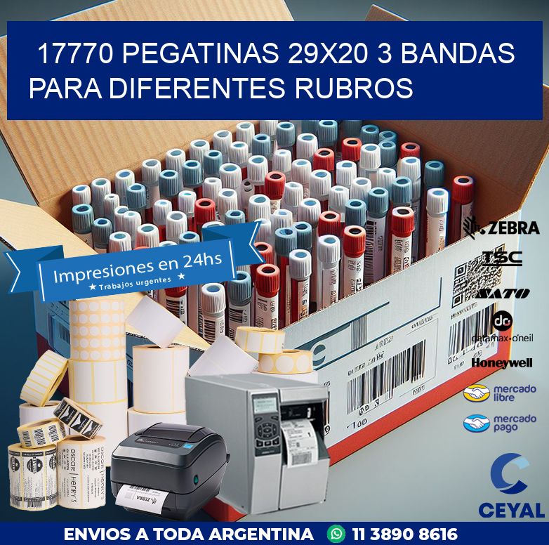 17770 PEGATINAS 29X20 3 BANDAS PARA DIFERENTES RUBROS