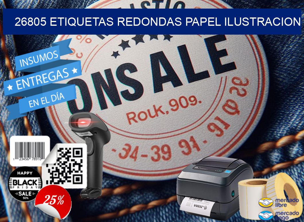 26805 ETIQUETAS REDONDAS PAPEL ILUSTRACION