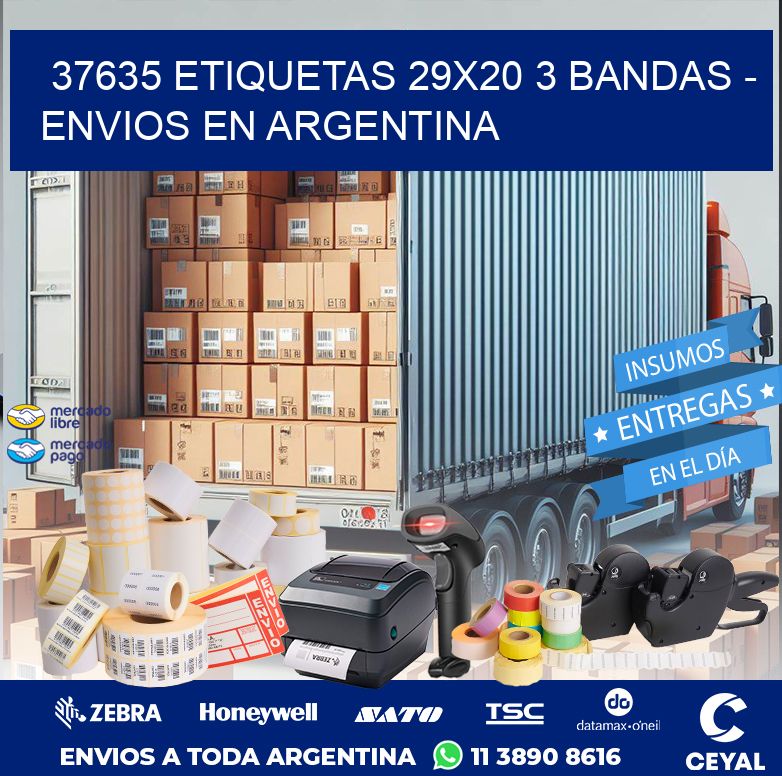 37635 ETIQUETAS 29X20 3 BANDAS - ENVIOS EN ARGENTINA