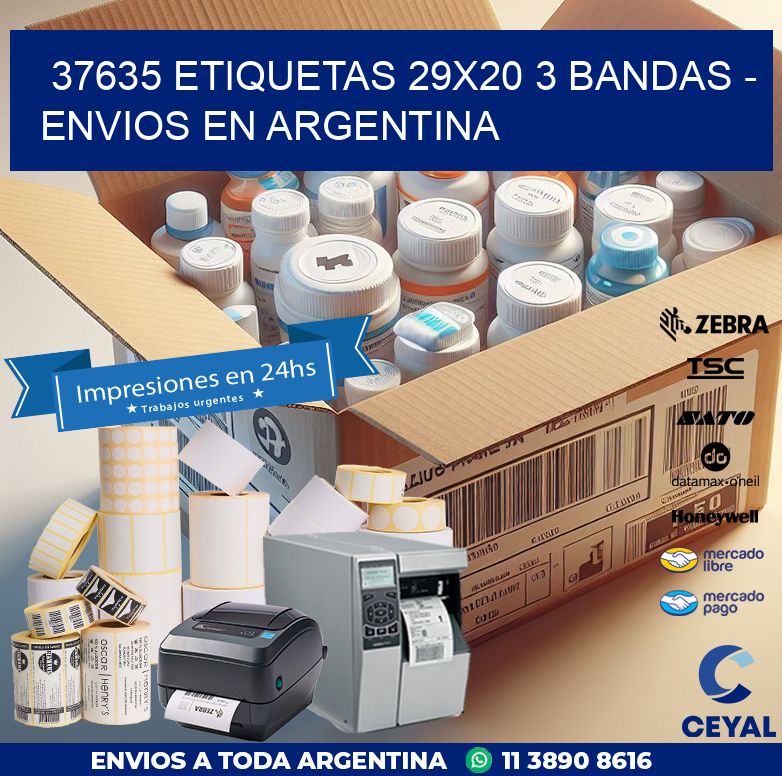 37635 ETIQUETAS 29X20 3 BANDAS - ENVIOS EN ARGENTINA