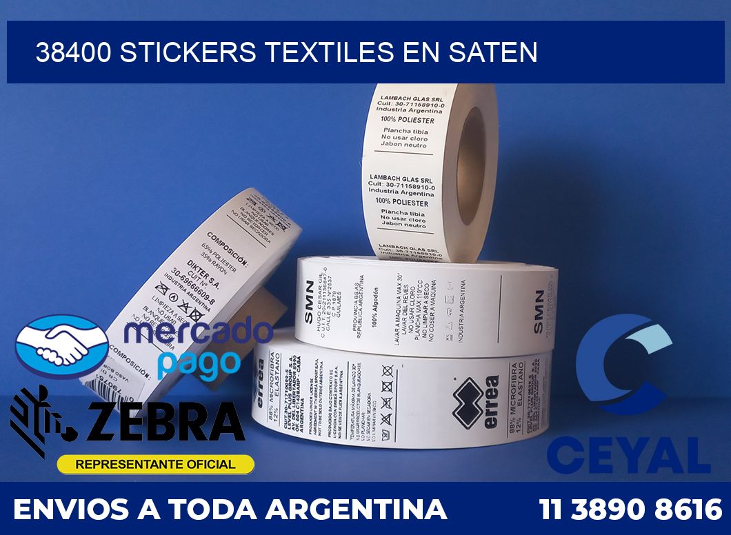 38400 STICKERS TEXTILES EN SATEN