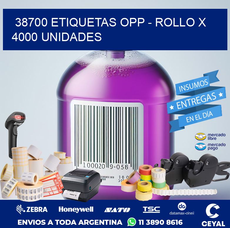 38700 ETIQUETAS OPP - ROLLO X 4000 UNIDADES