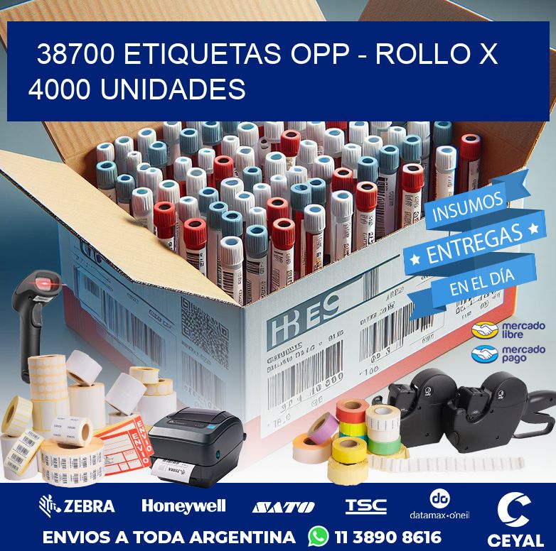 38700 ETIQUETAS OPP - ROLLO X 4000 UNIDADES