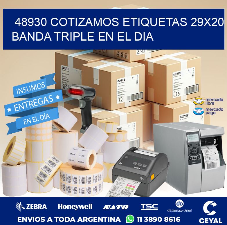 48930 COTIZAMOS ETIQUETAS 29X20 BANDA TRIPLE EN EL DIA