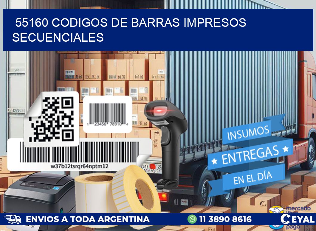 55160 codigos de barras impresos secuenciales