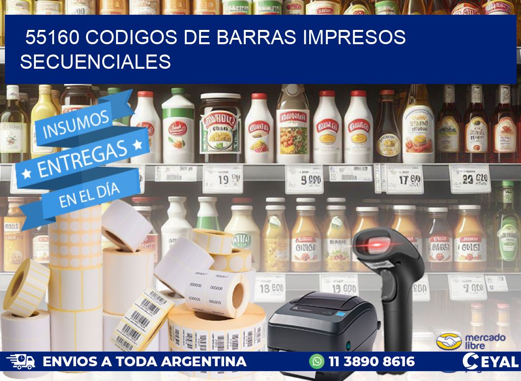55160 codigos de barras impresos secuenciales