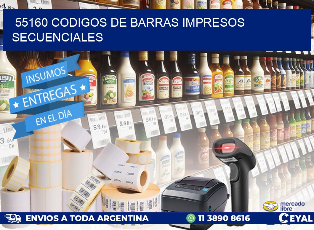 55160 codigos de barras impresos secuenciales