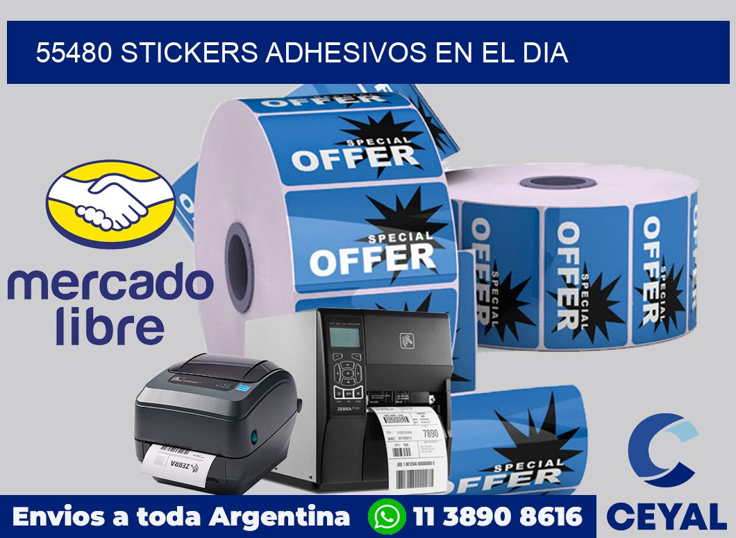 55480 stickers adhesivos en el dia