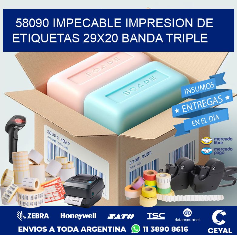 58090 IMPECABLE IMPRESION DE ETIQUETAS 29X20 BANDA TRIPLE