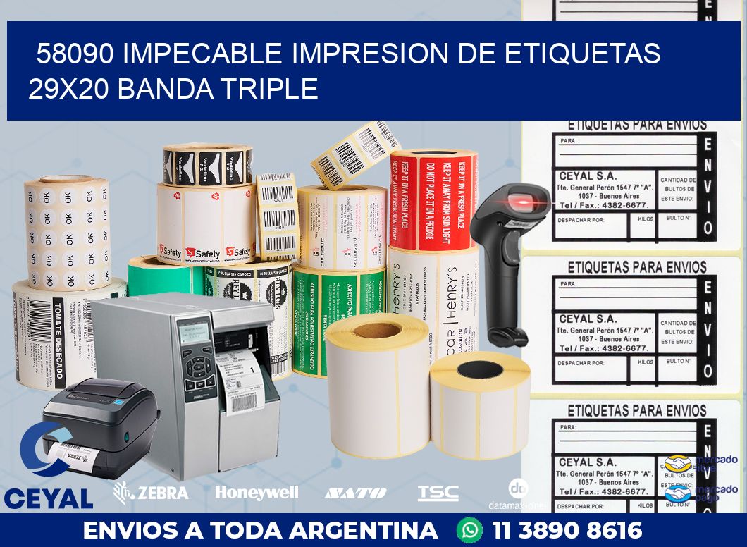 58090 IMPECABLE IMPRESION DE ETIQUETAS 29X20 BANDA TRIPLE