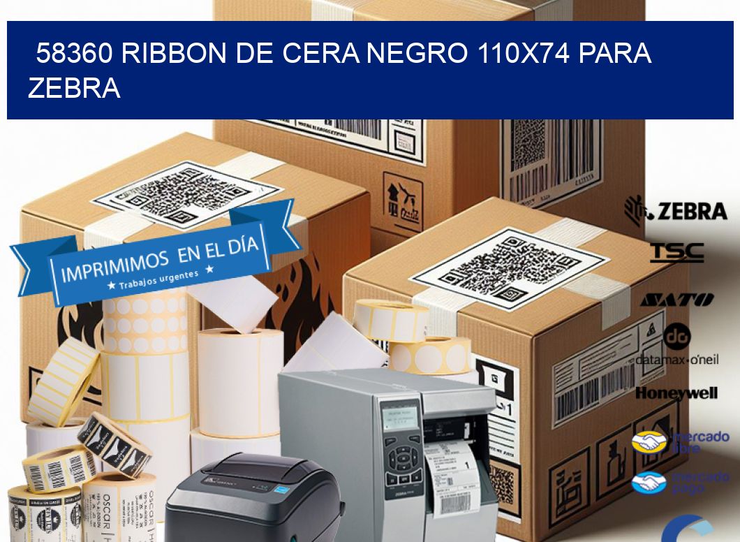 58360 RIBBON DE CERA NEGRO 110X74 PARA ZEBRA