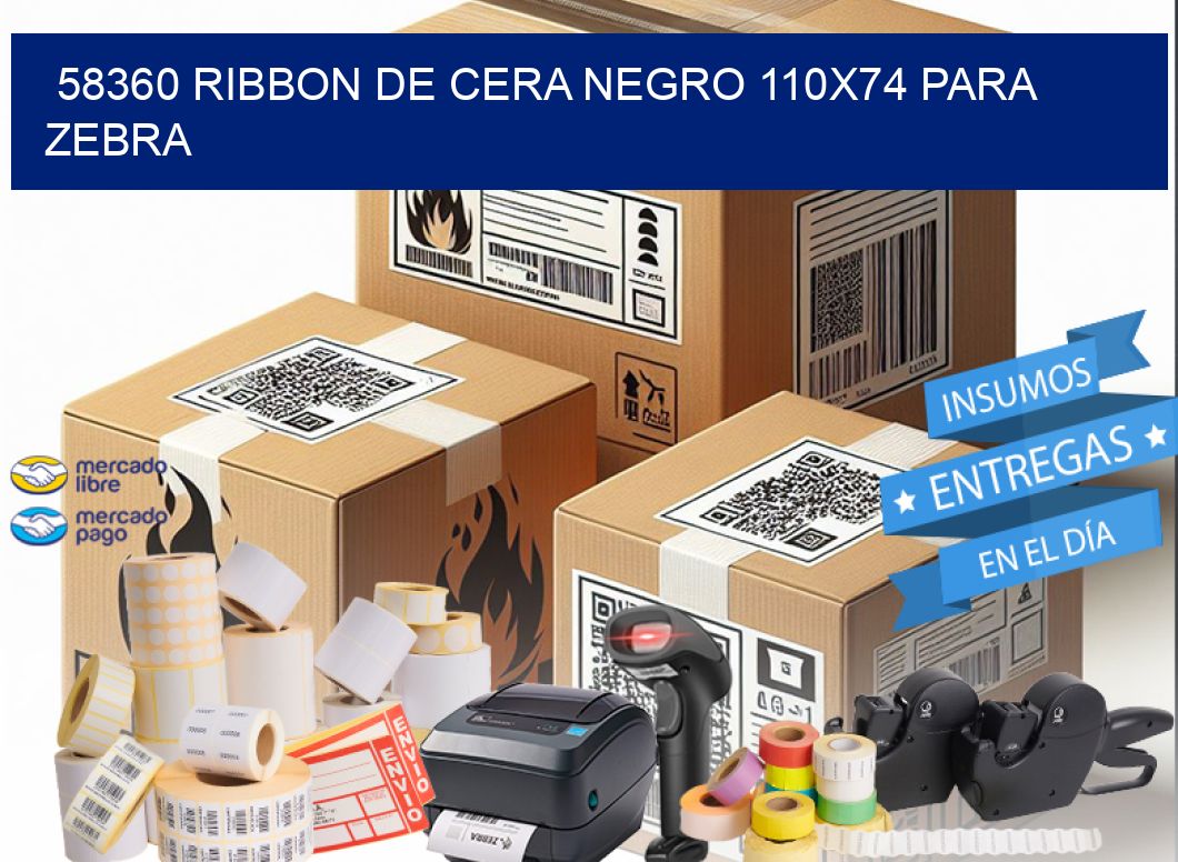 58360 RIBBON DE CERA NEGRO 110X74 PARA ZEBRA