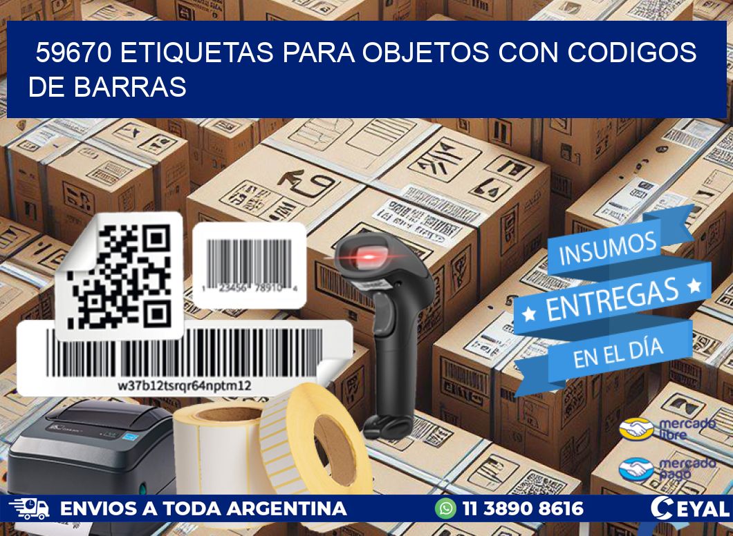 59670 etiquetas para objetos con codigos de barras