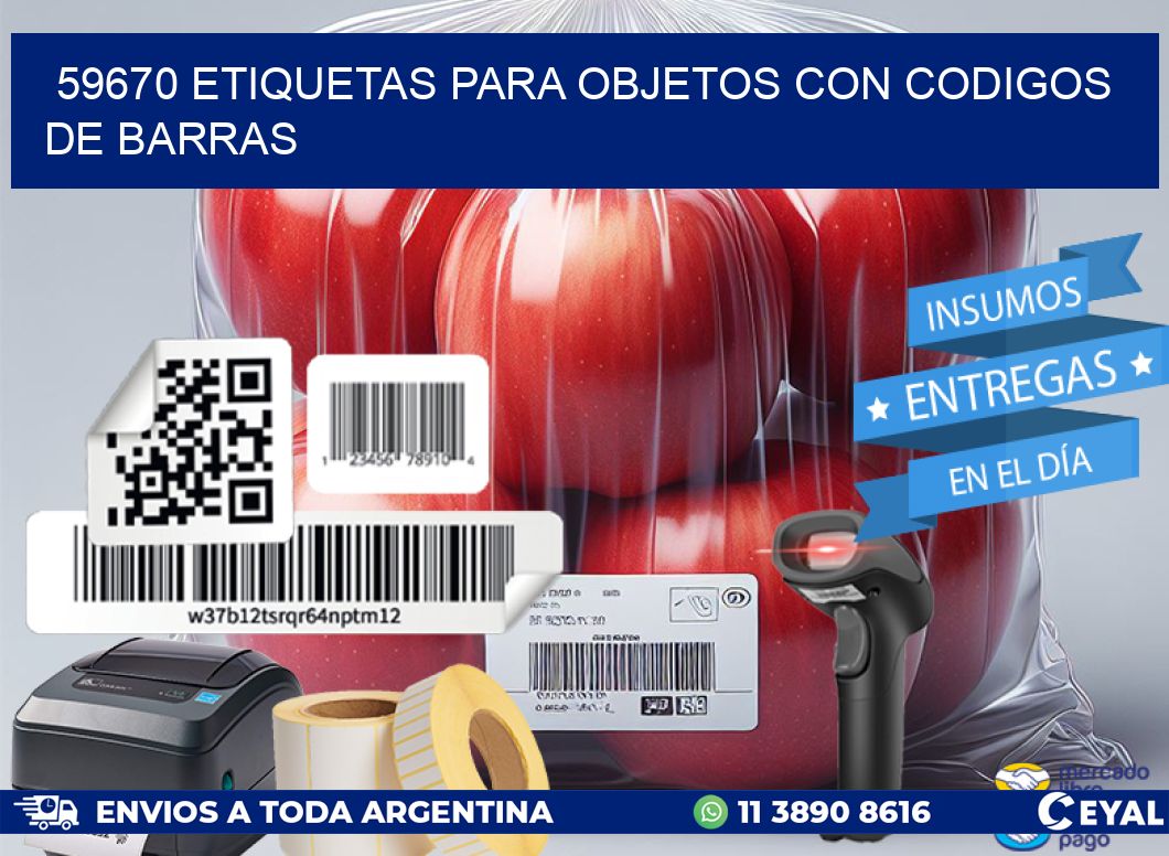 59670 etiquetas para objetos con codigos de barras