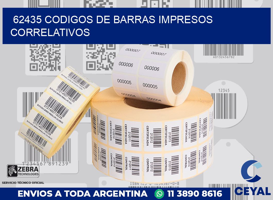 62435 codigos de barras impresos correlativos