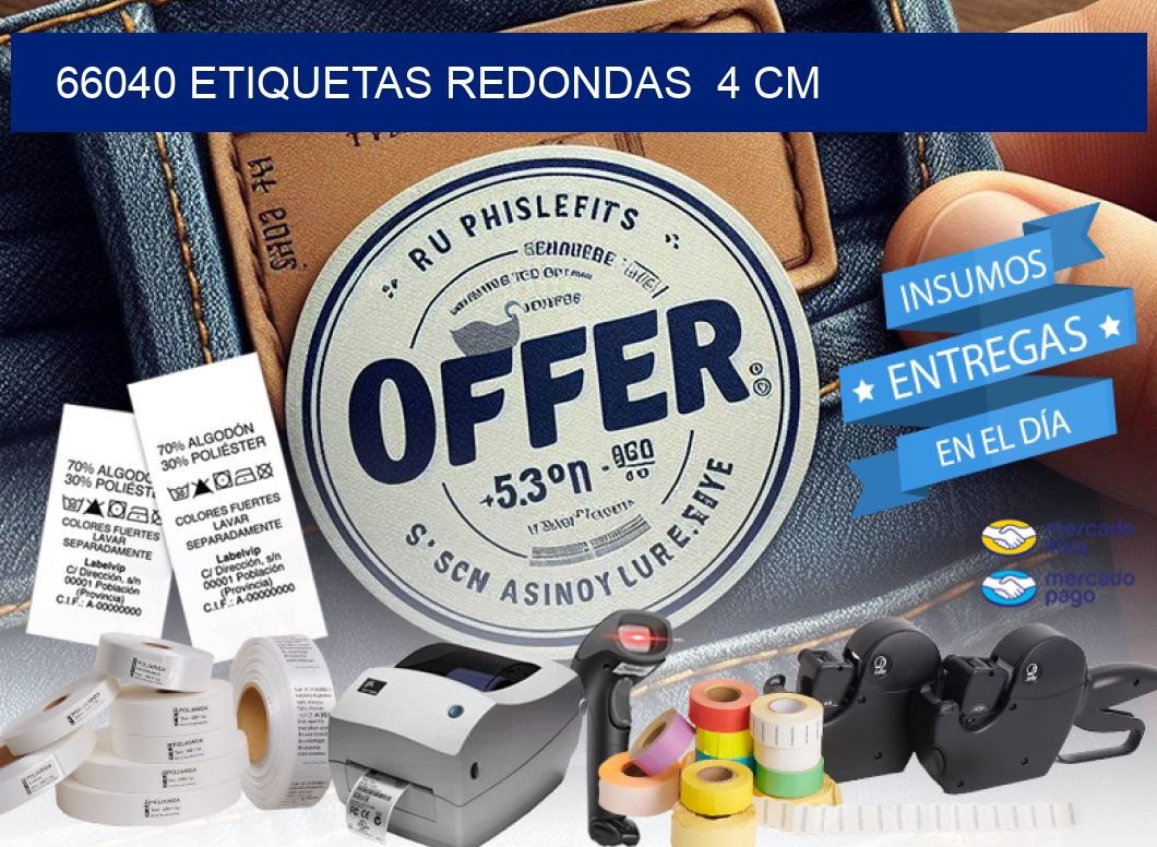 66040 ETIQUETAS REDONDAS  4 CM