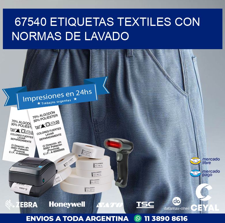 67540 ETIQUETAS TEXTILES CON NORMAS DE LAVADO