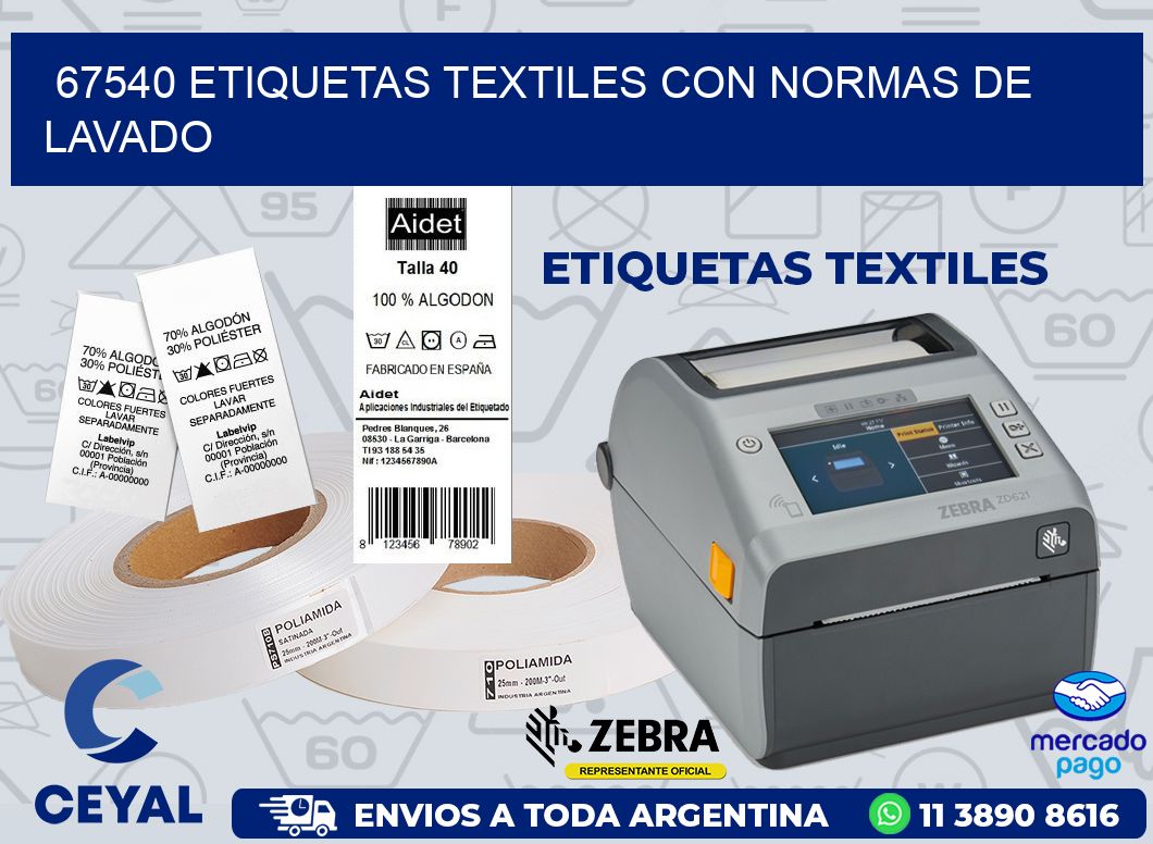 67540 ETIQUETAS TEXTILES CON NORMAS DE LAVADO