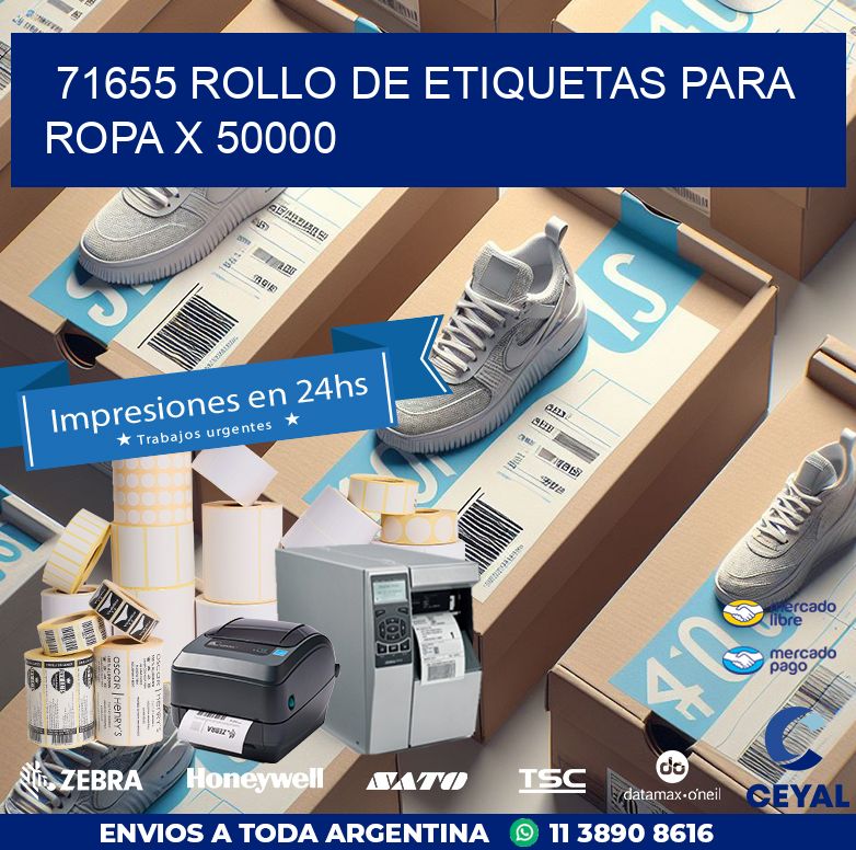71655 ROLLO DE ETIQUETAS PARA ROPA X 50000