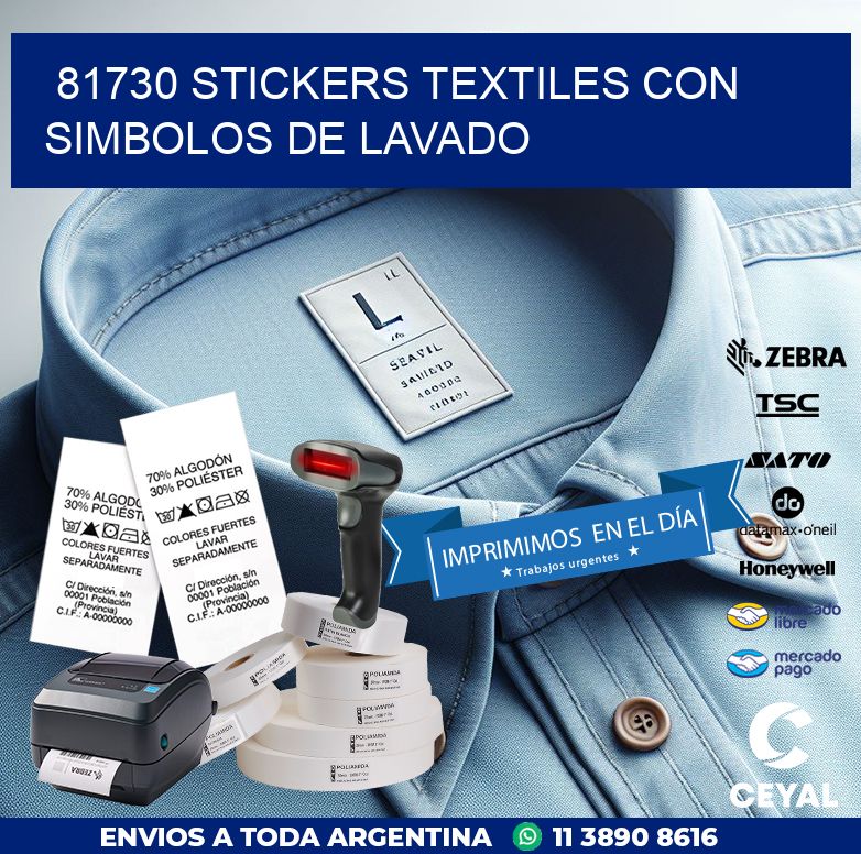 81730 STICKERS TEXTILES CON SIMBOLOS DE LAVADO
