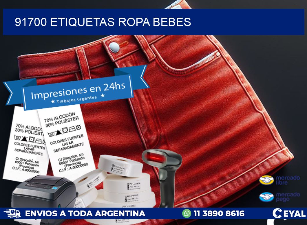 91700 ETIQUETAS ROPA BEBES