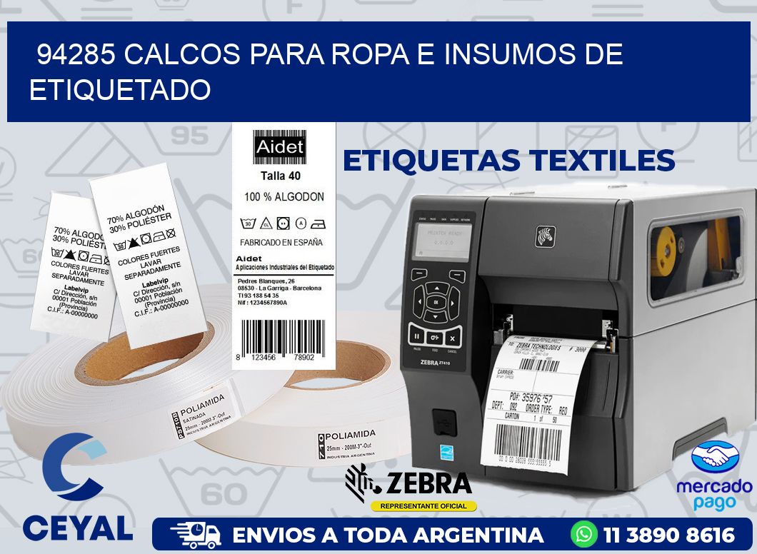 94285 CALCOS PARA ROPA E INSUMOS DE ETIQUETADO