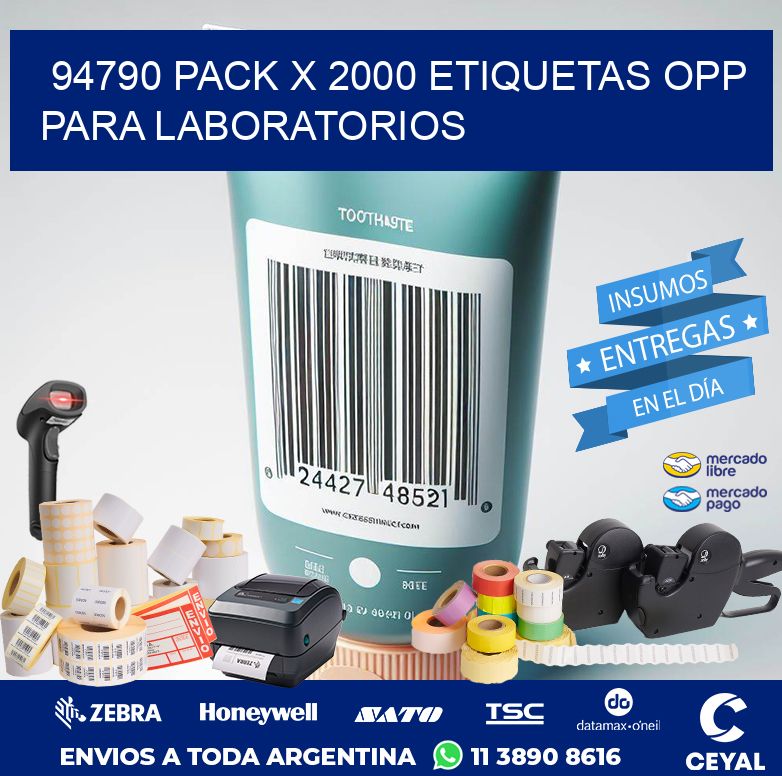 94790 PACK X 2000 ETIQUETAS OPP PARA LABORATORIOS