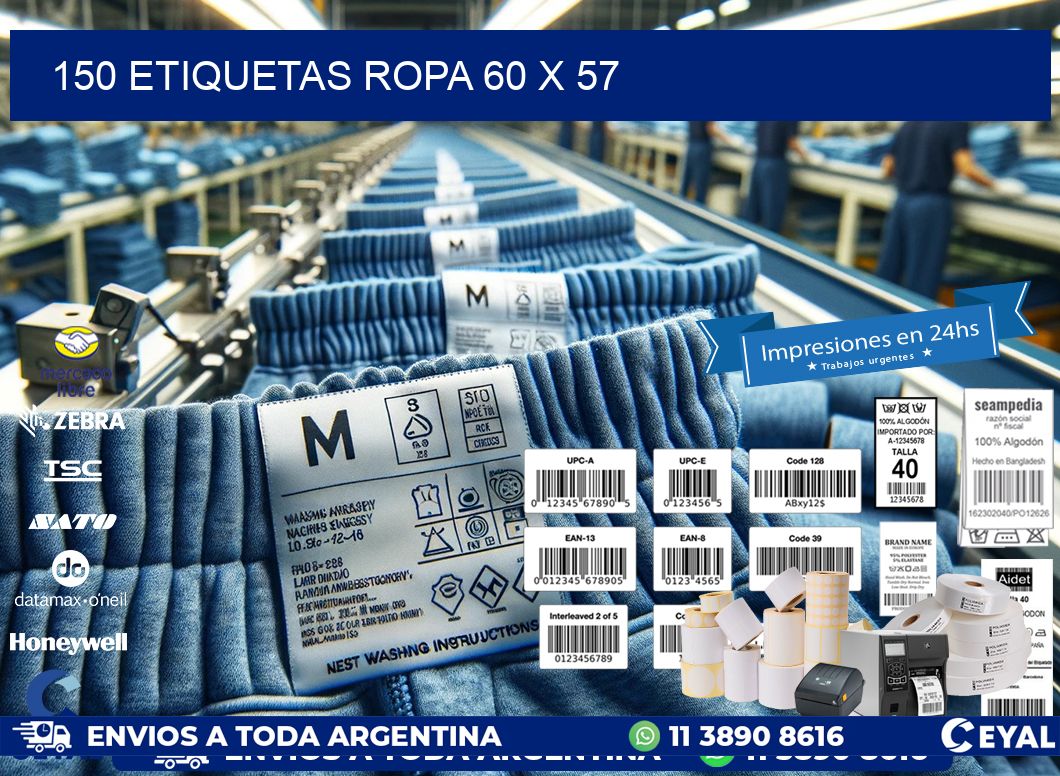 150 ETIQUETAS ROPA 60 x 57