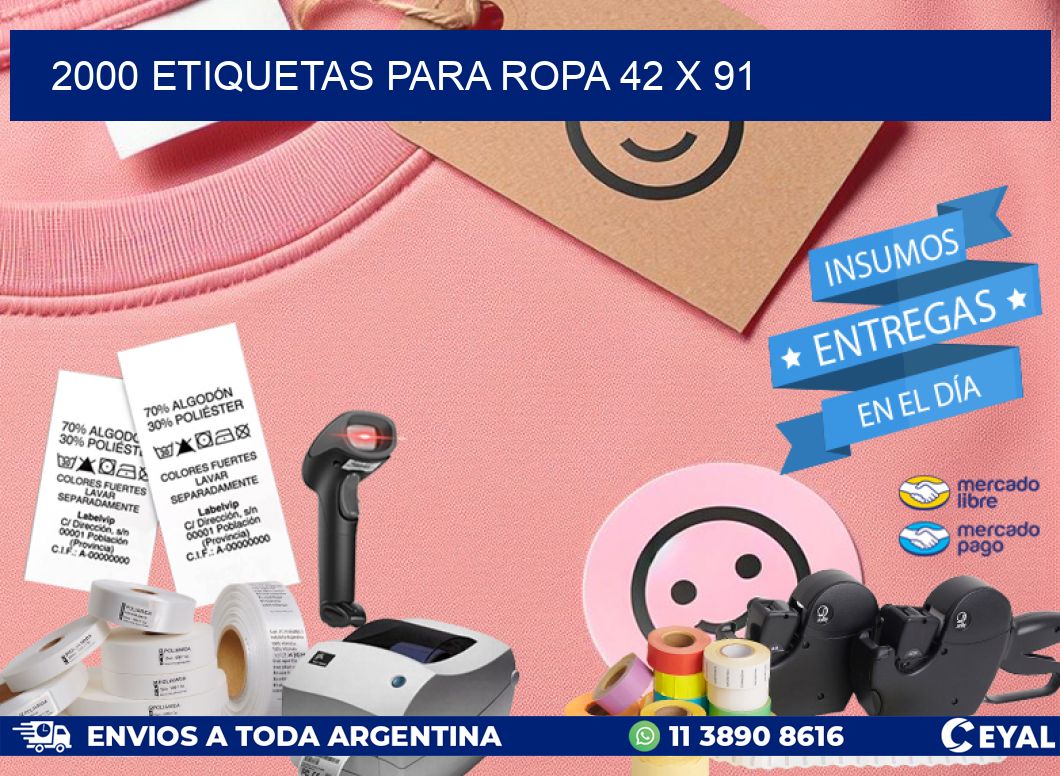 2000 ETIQUETAS PARA ROPA 42 x 91
