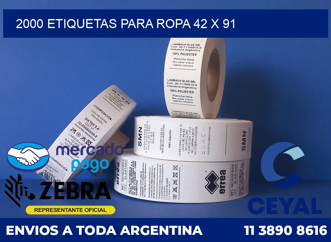 2000 ETIQUETAS PARA ROPA 42 x 91