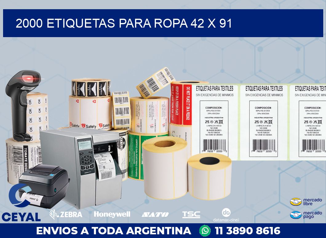 2000 ETIQUETAS PARA ROPA 42 x 91