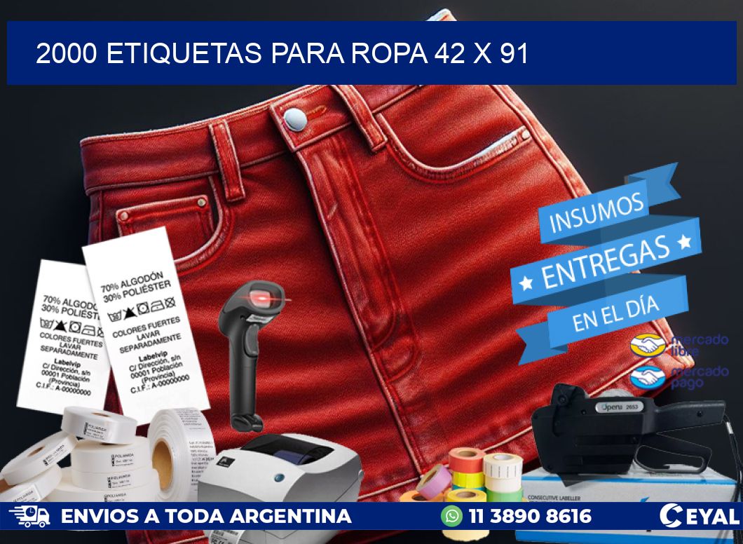 2000 ETIQUETAS PARA ROPA 42 x 91