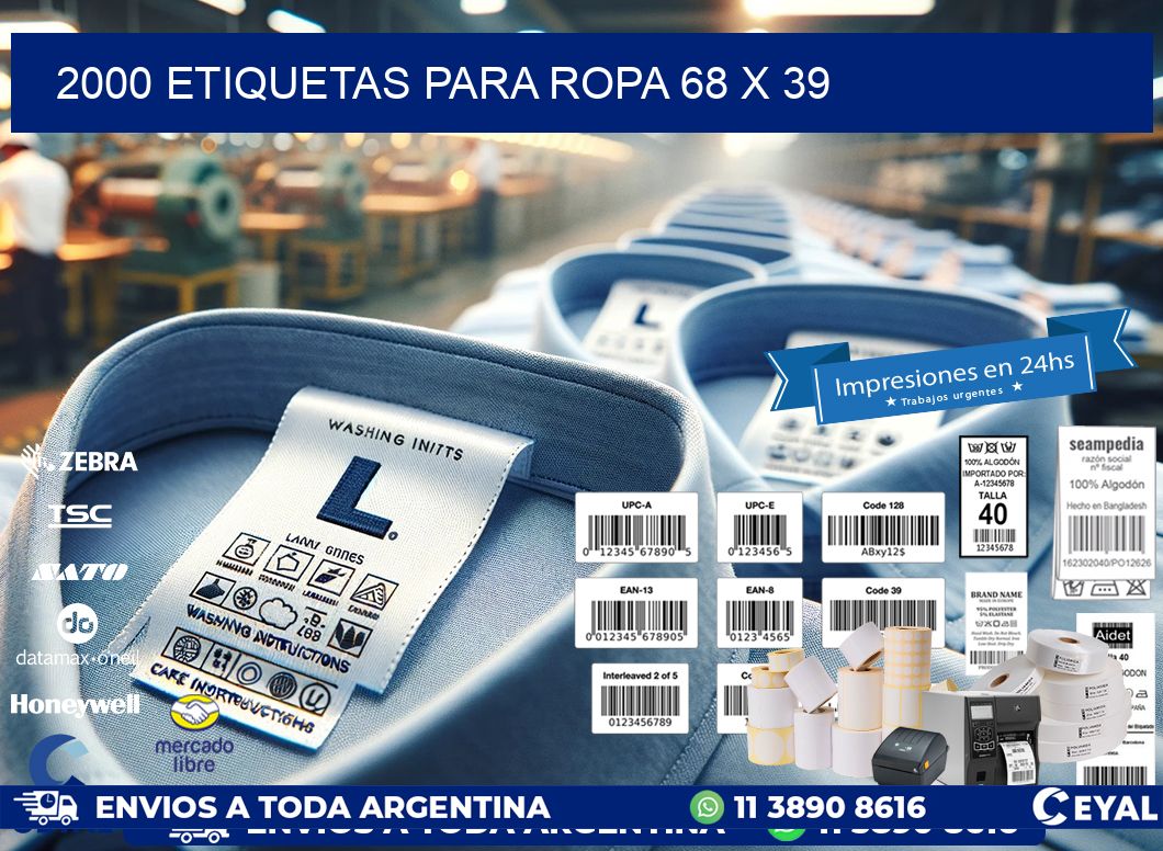 2000 ETIQUETAS PARA ROPA 68 x 39