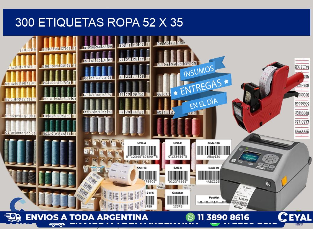 300 ETIQUETAS ROPA 52 x 35